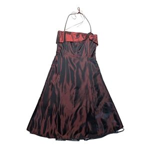 Your Sixth Sense Woman's UK 12 Red‎ Black Shift Tea Length Halter Party Dress